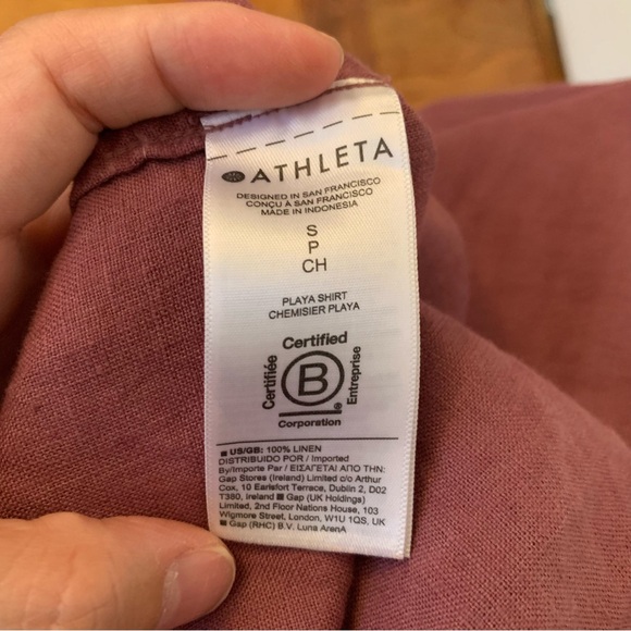 Athleta Playa Linen Shirt in Tawny Rose (S Petite) - Picture 2 of 4